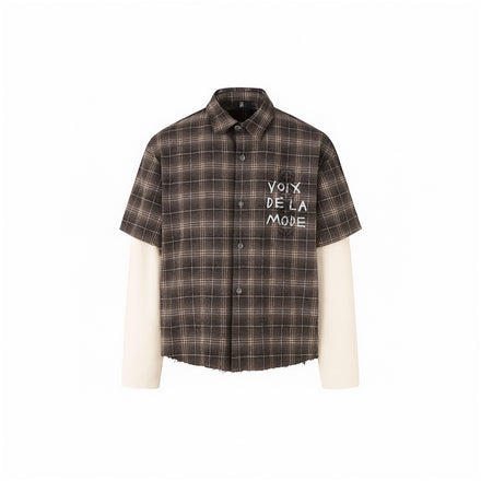 Off white x Mocha Double-layered plaid shirt